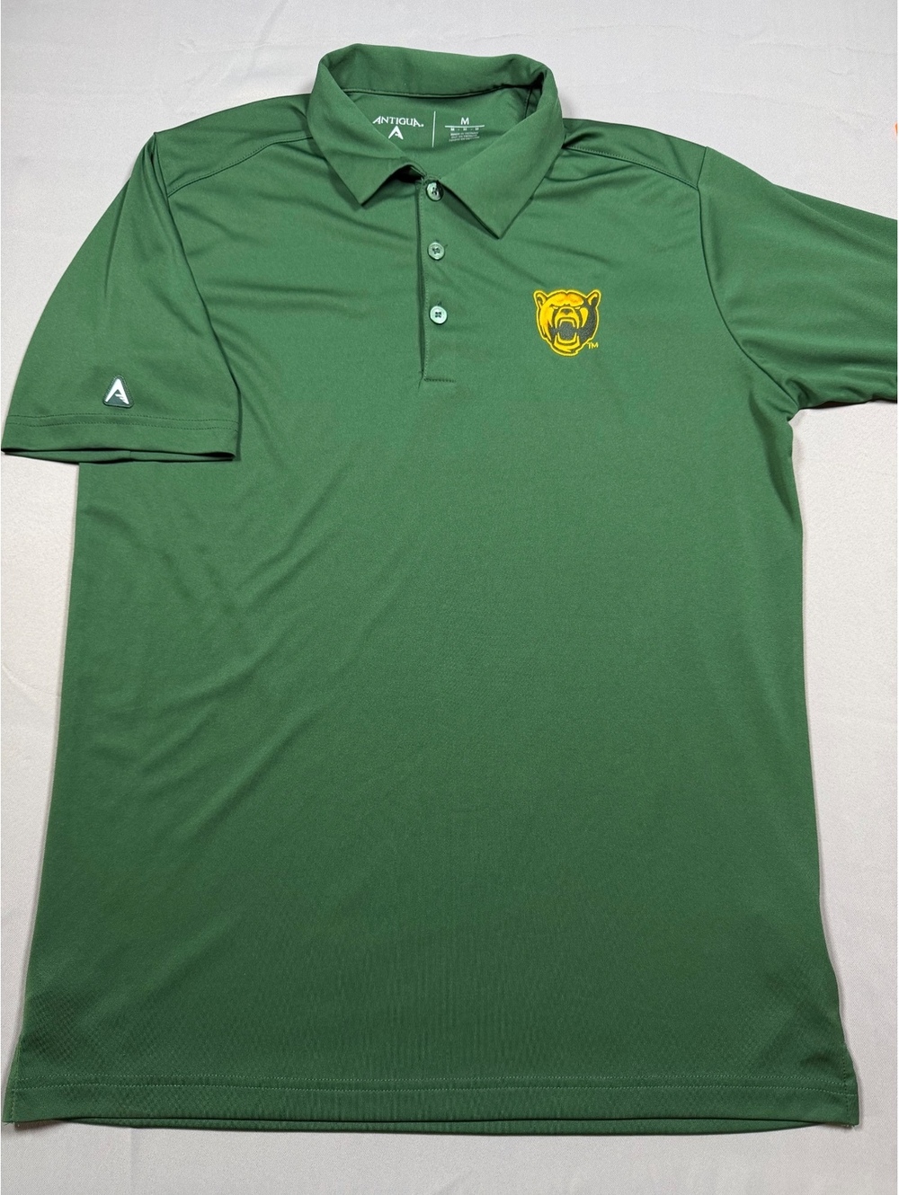 Antigua green polo shirt with bear logo